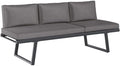 OUTLIV. Diningsofa Lucca Aluminium Olefin Anthrazit Dunkelgrau wasserabweisend 3-Sitzer mit Kissen 200x71x86 cm