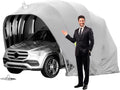 Allwetterfester Auto-Markise, Halbautomatische Faltgarage mit Zahlenschloss, Faltbarer Carport für den Außenbereich, 600D Oxford-Gewebe, Grau, L:5.5/5.9M