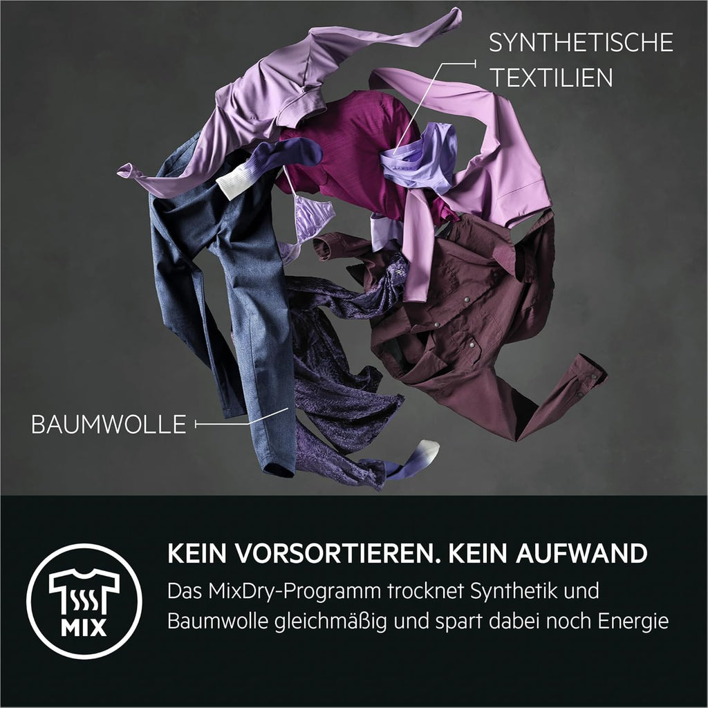 AEG Wärmepumpentrockner 8kg, Testsieger der Stiftung Warentest 2025, neue Energiekl. B, Serie 8000 AbsoluteCare Wolle-  und  Seidetrocknung, Reversierautomatik für Knitterschutz, Innenbeleuchtung TR8AMZ78