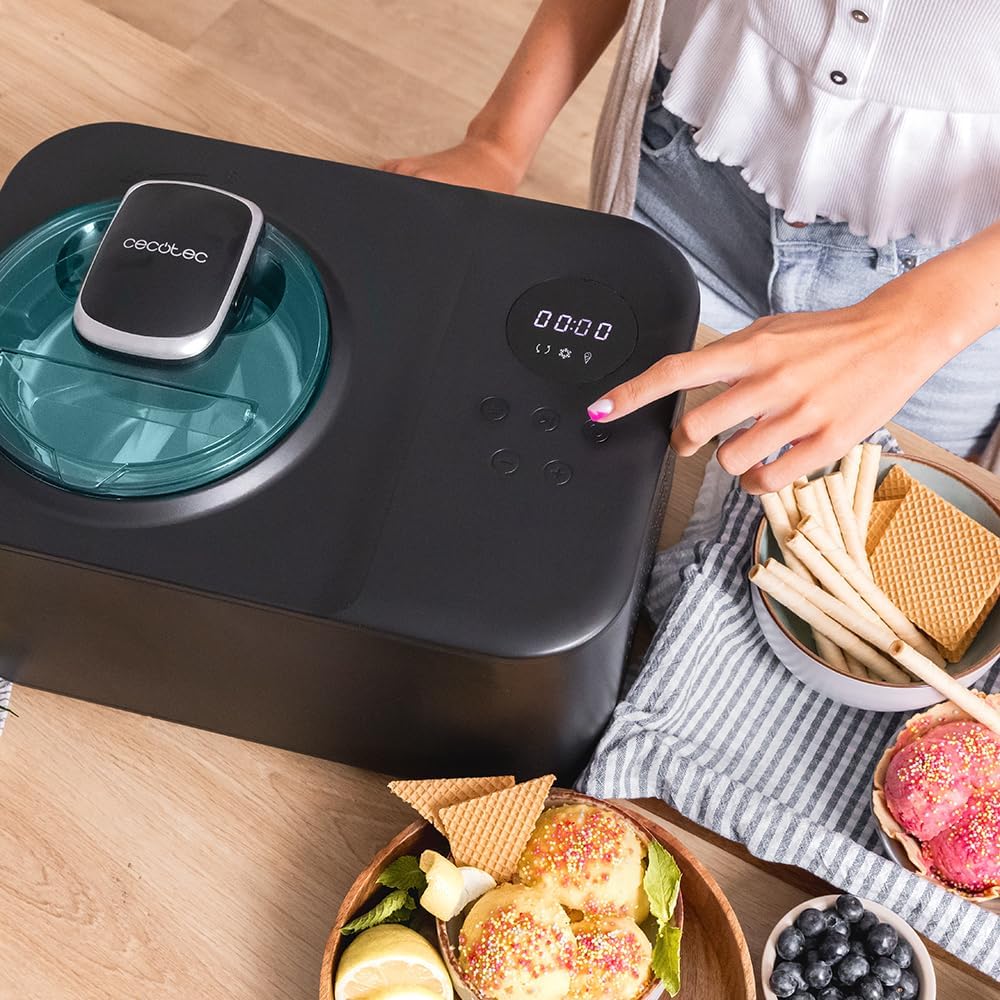 Cecotec Eismaschine mit 1,2 L Kompressor Gelacy 1200 Touch. 110 W, Eiscreme-Maschine, Touchscreen, Kontrollfenster, Entnehmbarer Motor, Eiscreme in 30 Minuten