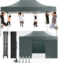 COBIZI Faltpavillon 3x4,5 Wasserdicht Stabil Winterfest mit Seitenwand,Pop Up Pavillon Partyzelt,Sonnenschutz Gartenpavillon,Pavillon Faltbar mit Handtasche(3 mal 4,5m Grau)
