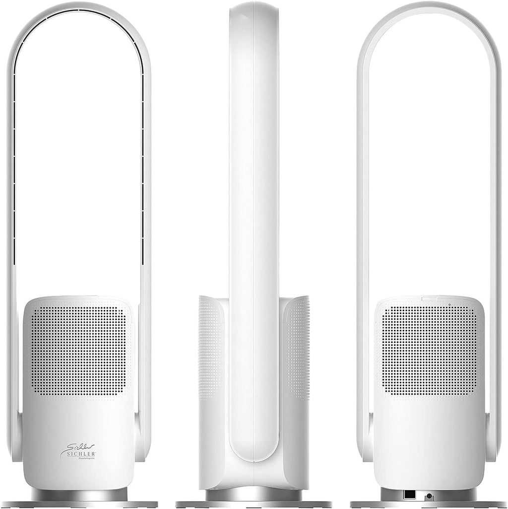 Sichler Haushaltsgeräte Turmventilator: Rotorloser 2in1-360°-Ventilator & Luftreiniger, WLAN, App, HEPA, 35 W (Turmventilator mit Luftreiniger, Ionisator, Ozon)