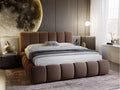 GRAINGOLD Cloud Bett 140x200, Polsterbett mit Bettkasten, Polsterbett mit Stauraum, Samt, mit Lattenrost, mit Kopfteil, ohne Matratze (Braun, 140x200)