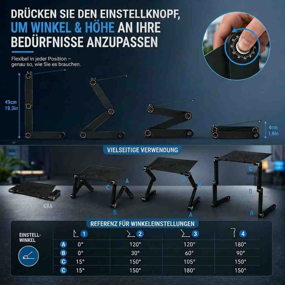 Verstellbarer Laptopständer mit 360 Grad Drehfunktion | Drehpultus