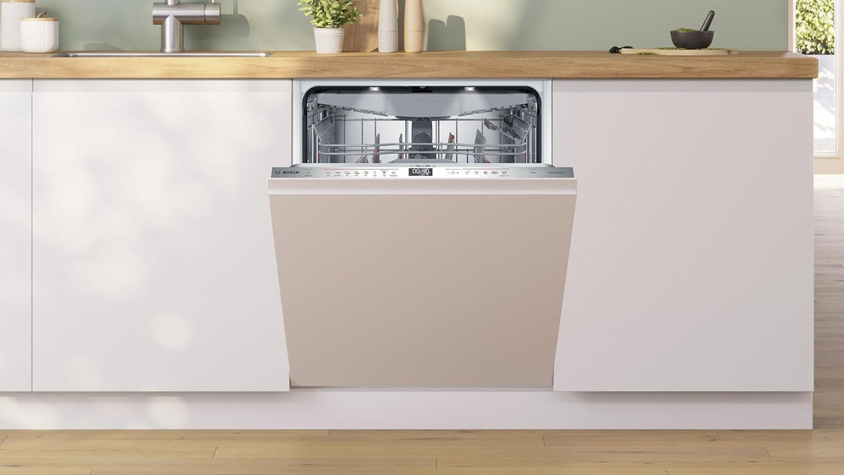 Bosch SMV6ECX10E Serie 6 Einbau-Geschirrspüler komplett versenkbar, Home Connect, Extra Clean Zone: Intensive Reinigung bei hartnäckigen Verschmutzungen, Remote-Diagnose, EmotionLight, 60 cm