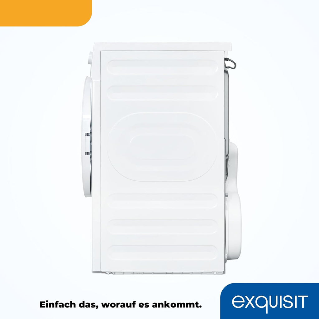 Exquisit Wärmepumpentrockner, 8kg Trockner mit 16 Programmen, Startzeitvorwahl, Knitterschutz, TWP803-030E weiss