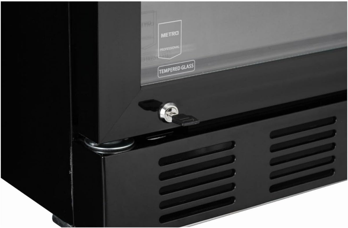 METRO Professional Getränkekühlschrank GSC4280B, Metall/Glas, 280 L, belüftete Kühlung, 210 W, mit Schloss, Schwarz