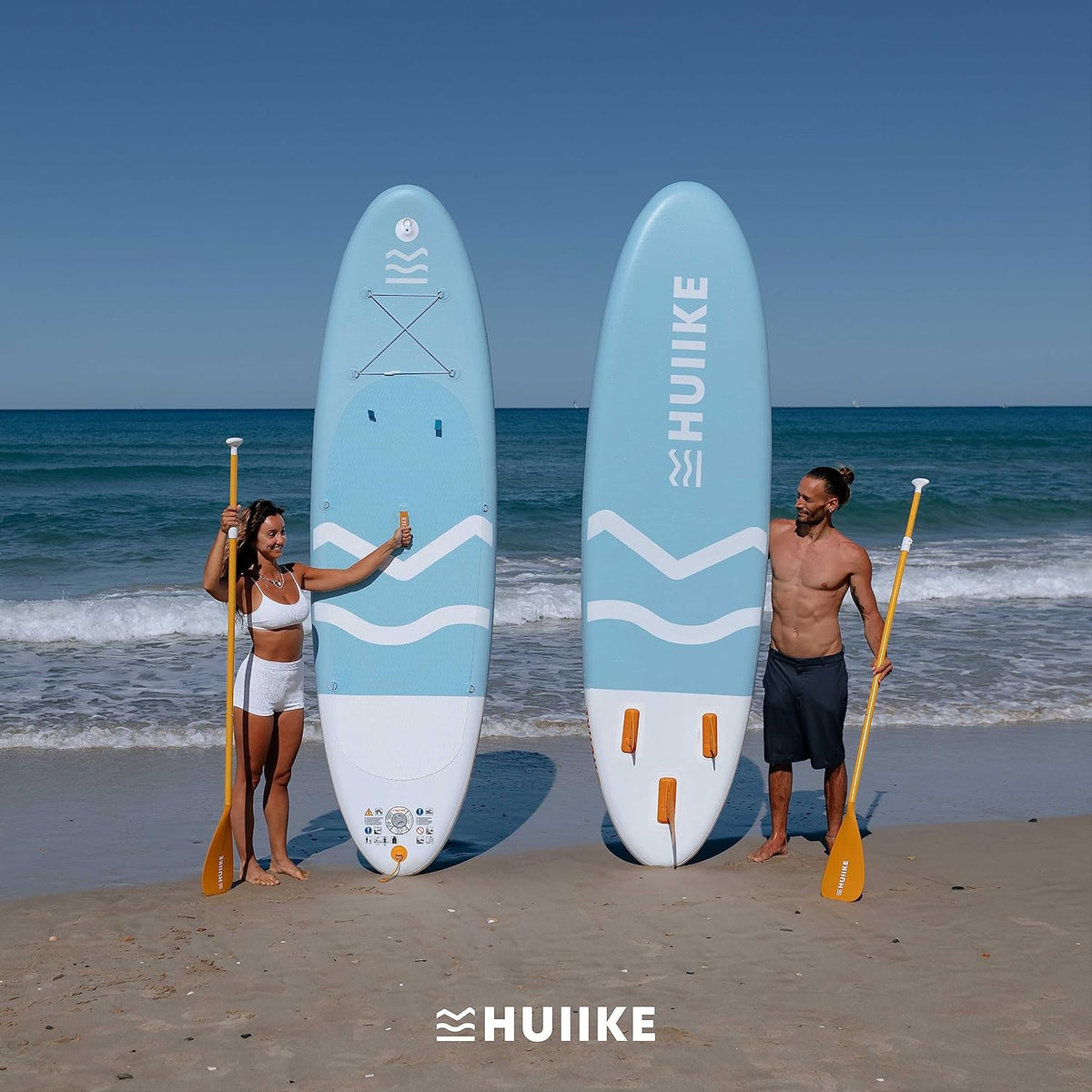 HUIIKE Stand Up Paddling Board mit Zubehör, Paddel, Finnen, Leash, Pumpe, Rucksack. SUP-Board Aufblasbar Hoher Stabilität und Widerstandsfähigkeit. Zum Kajak Umbaubar 305-365 cm, trägt 130-170 kg