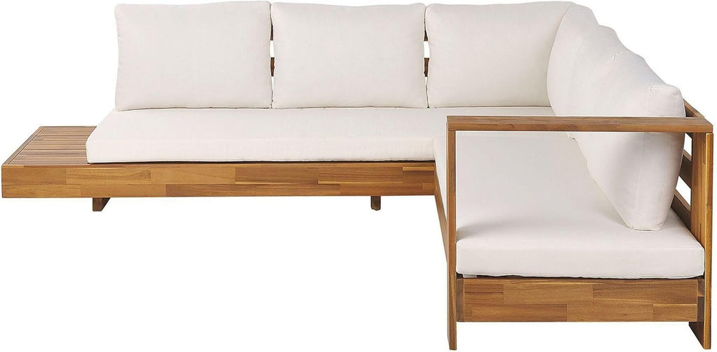Beliani Lounge Set zertifiziertes Akazienholz braun 5-Sitzer Auflagen cremeweiß Marettimo