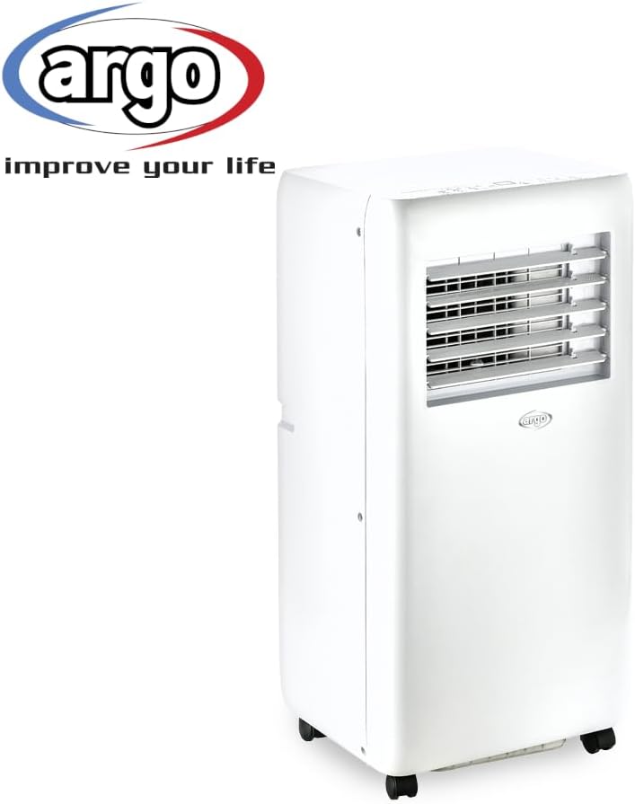 Argo Mobiles Klimagerät Kary 8000 BTU, Bewegliche Klimaanlage | Kühlung, Ventilation, Entfeuchtung – Geringe Umweltbelastung (Umweltfreundliches R290-Kältemittel), Fenster-Kit Inkl.