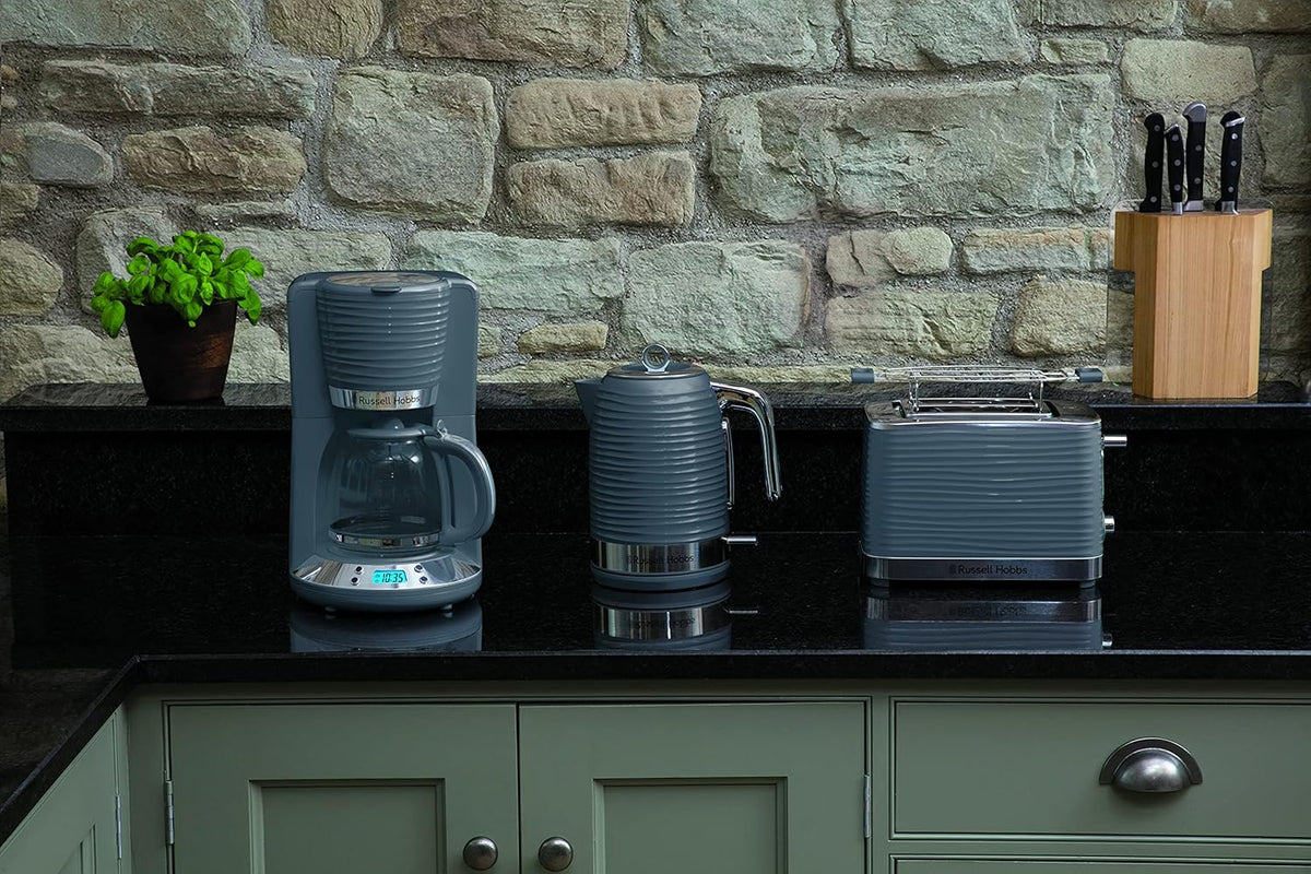 Russell Hobbs Inspire Grey Frühstückset Toaster, Wasserkocher und Kaffeemaschine