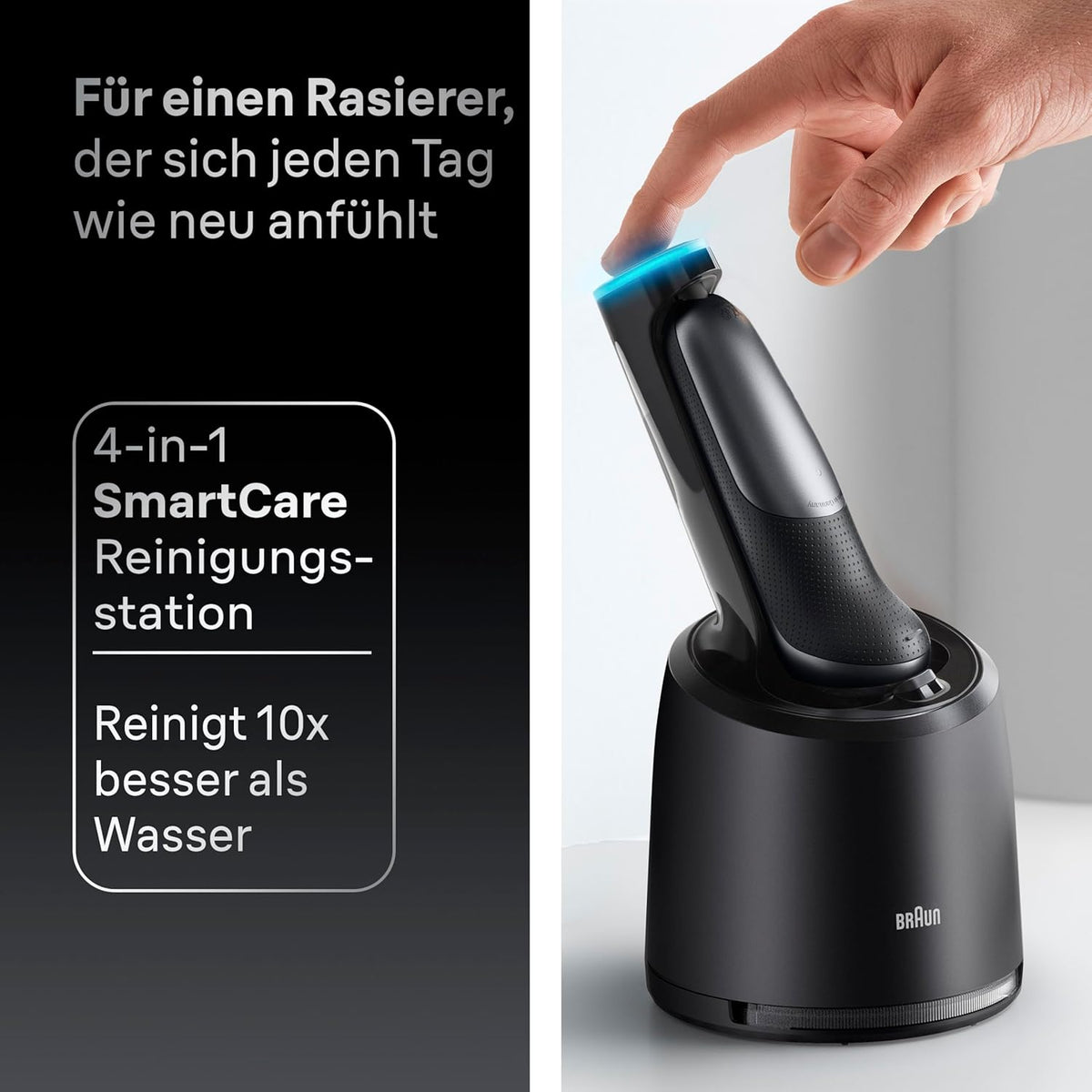 Braun Series 7 Rasierer Herren Elektrisch, Elektrorasierer, 60 Min. Akku, 4in1 SmartCare Center, +2 Aufsätze, Kabelloser Nass- & Trockenrasierer Männer, Wasserdicht, Made in Germany, 72-C7650cc, Gold