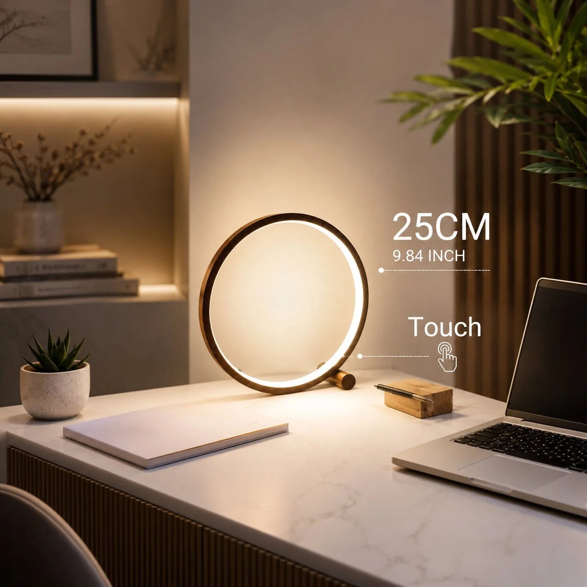Dimmbare LED Tischlampe | Kreislicht
