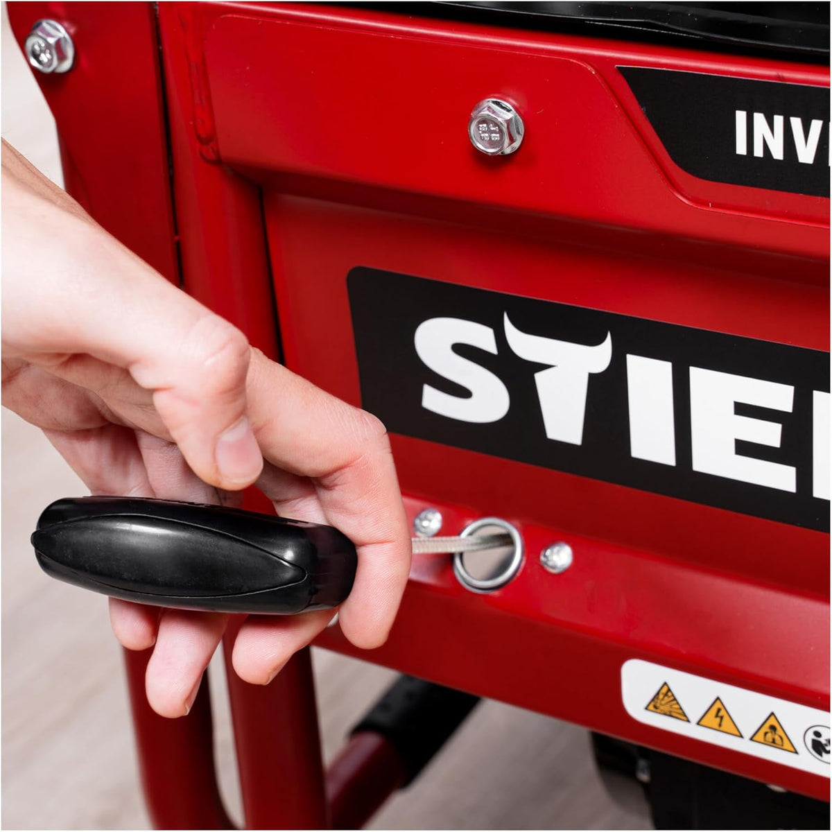STIER Inverter Stromerzeuger SNS-500 5,0 kW 75 dB(A), Stromgerenator Benzin, Notstrommaggregat, wartungsarm, für den Außenbereich, zum Laden von Batterien geeignet, kompakt