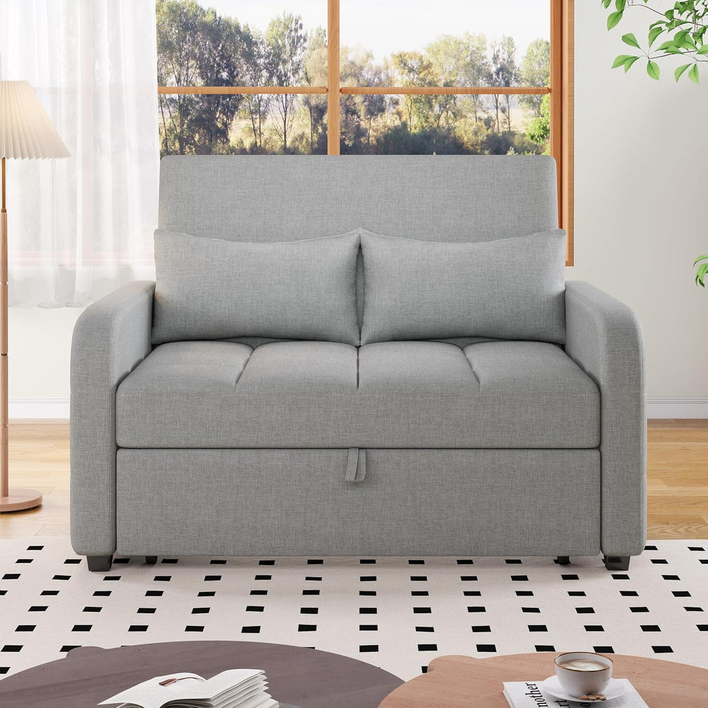 Zweisitzer Sofa mit Schlaffunktion, Verstellbares Rückenteil Sofa, klappsofa mit schlaffunktion, Komfort SofaBett für kleine Wohnungen Studentenwohnheime, 127x75 cm, Dunkelgrau