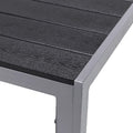 Schöner Aluminium Gartentisch Non Wood Esstisch Gartenmöbel Tisch Silber/Schwarz Holzimitat wetterfest 150x90x74cm
