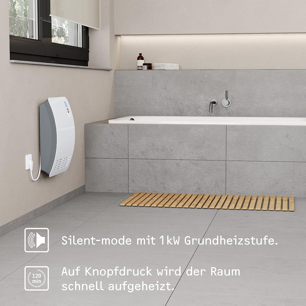 STIEBEL ELTRON Schnellheizer CK 20 Trend LCD für ca. 25 m, TV geprüft, Made in Germany, LC-Display, Wochentimer, Keramik Heizlüfter energiesparend, Bad, 2 kW, 236653