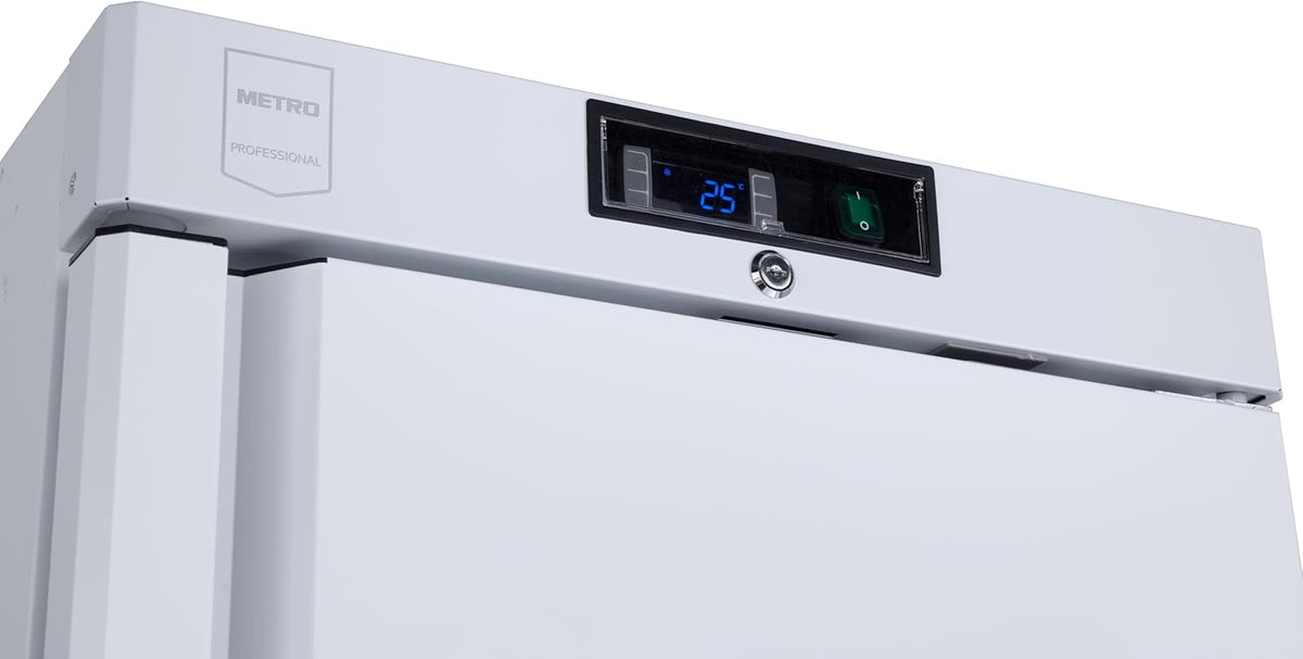 METRO Professional Kühlschrank GRE6400, Edelstahl, 240 L, statische Lüfterkühlung, 300 W, mit Schloss, weiß