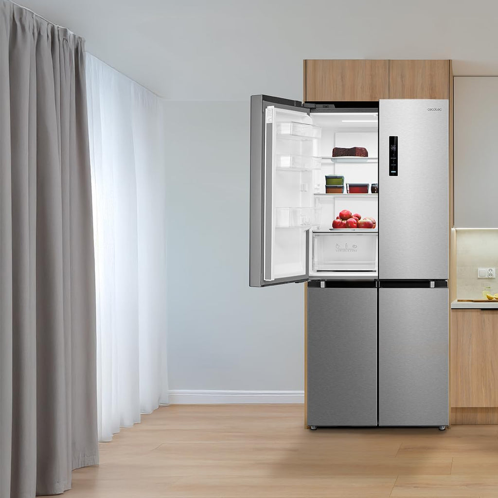 Cecotec CoolMarket 4D 394 Dark E. 394 Kühlschrank Total No Frost Total No Frost Bolero 394 Liter, Höhe 170 cm und 70 cm Breite, variable Schublade, Kompressor Inverter, Antibakteriell