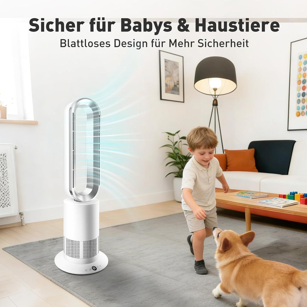 TP09Plus 2-in-1 Turmventilator - 10 Kühl- & 3 Heizstufen, Fernbedienung & LED Touch-Bedienung, Leiser für den Heimgebrauch