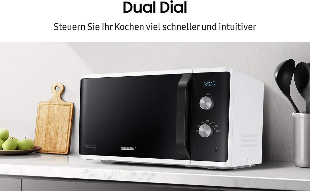 MW3500 Mikrowelle MS23K3614AW/EG / 800 W / 23 L Garraum / 48, 9 cm Breite / Kratzfester Keramik-Emaille-Innenraum / 6 Leistungsstufen / Weiß