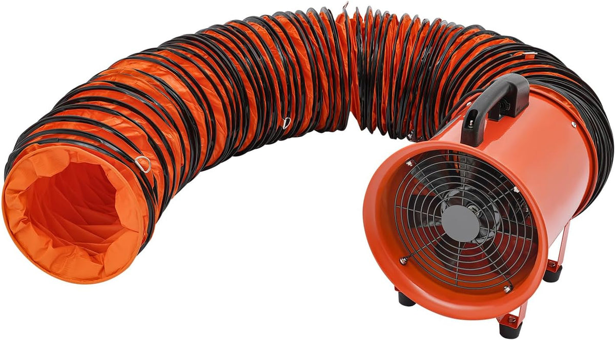 Bauventilator, 250mm Gebläse, 43m³/min Industrieventilator Baugebläse, 2800/3300rpm Schlauch Axialgebläse, 320W Gebläse mit 10m Kanalschlauch, für Fabriken Keller Stahlwerke Tunnel Autowerkstätten