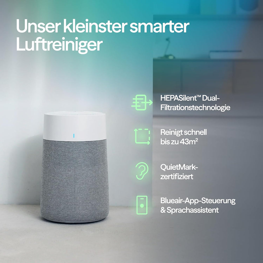 BLUEAIR Luftreiniger für Räume bis 43 m² – Smart, Leise, HEPASilent Technologie, Ideal für Zuhause, Schlafzimmer, Kinderzimmer, Gegen Staub, Allergene, Rauch, Schimmel, Tierhaare – Blue Pure 511i Max