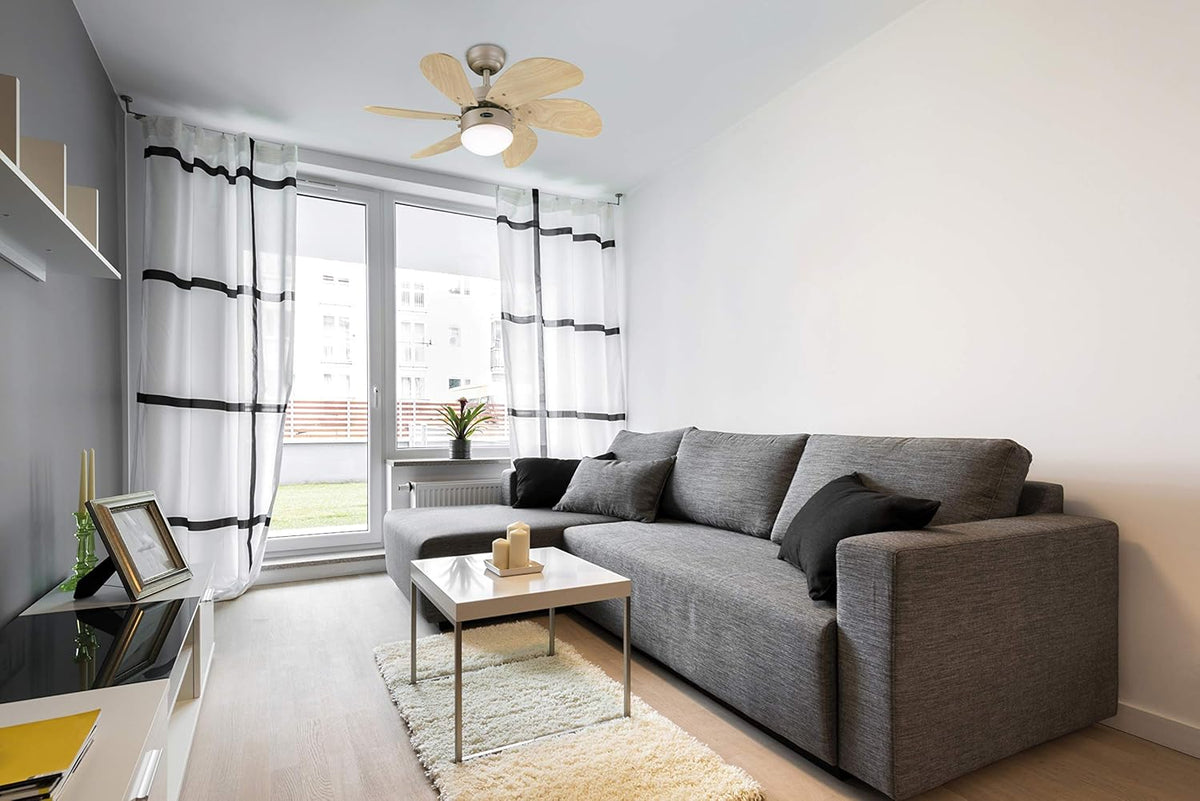 Westinghouse Lighting 76 cm Deckenventilator Turbo Swirl 78158 mit Einzelleuchte und sechs Flügeln, Ausführung in Titan mit Opalmilchglas, 7815840, Titanium