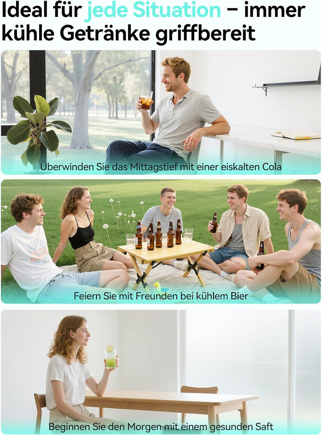 Devoko 93L Getränkekühlschrank für bis zu 130 Dosen, mit Glastür und LED-Innenbeleuchtung. Inklusive höhenverstellbarer Regale für Cola, Bier und Wein. Ideal für Haushalt und Büro in Schwarz.