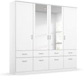 Rauch Möbel Bremen Schrank Drehtürenschrank Kleiderschrank in Weiß mit 2 Spiegeln und 8 Schubladen 4-türig, inklusive Zubehörpaket Basic 1 Kleiderstange, 4 Einlegeböden BxHxT 181x199x58 cm