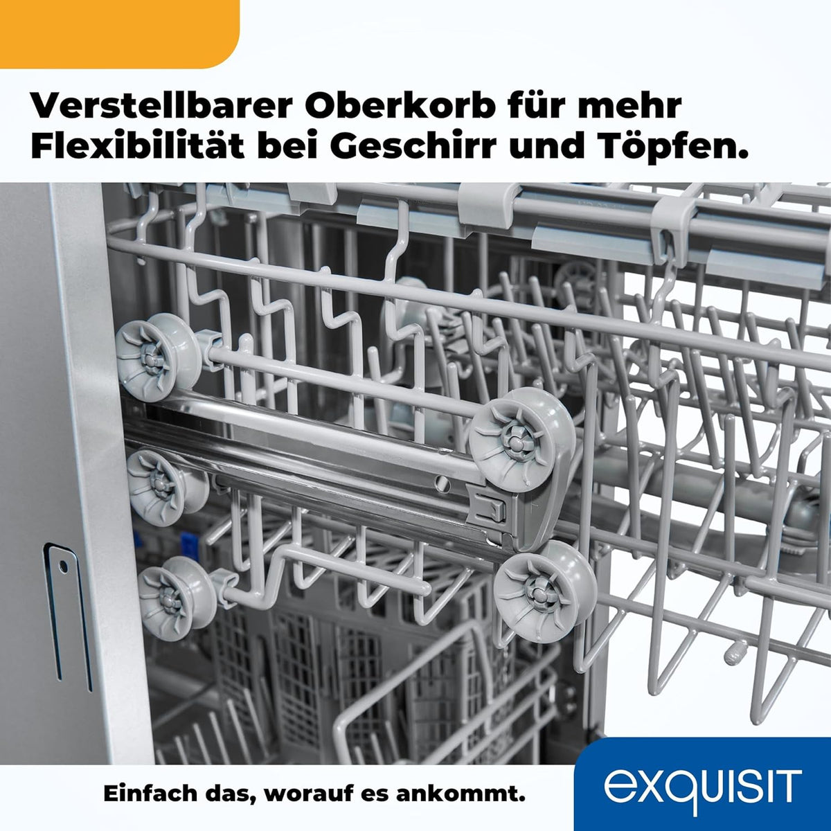 Exquisit Geschirrspüler, Spülmaschine, 45 cm Breite, Teilintegriert, 9 Maßgedecke, 9 Liter, Startzeitvorwahl, ECO-Modus, Geschirrspüler 45 cm, EGSP51009-EB-030E inox