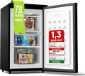 Stillstern Gefrierschrank C (73L) 4-Sterne-Gefrierfach -18°C ger. Energiever. Mini Freezer mit 3 Fächer, stufenlos reg. Temp., kleine Tiefkühltruhe, Türanschlag r./l. Tiefkühlschrank Klein Schwarz