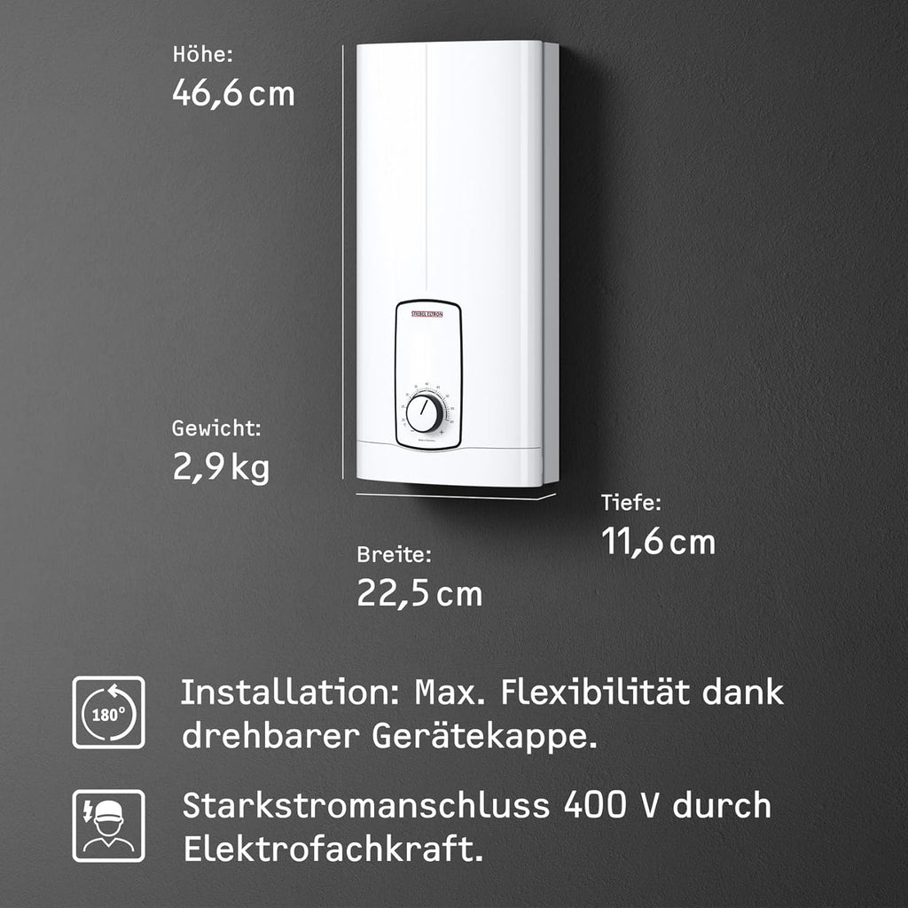 STIEBEL ELTRON Neueste Generation Elektronischer Durchlauferhitzer DHB 27 ST Trend, besonders energiesparend dank 3i-Technologie, gradgenaue Temperaturwahl, 204203