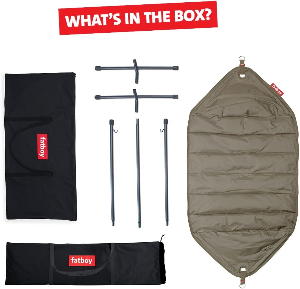 Fatboy® Headdemock Hängematte Taupe - Hängematte mit Gestell - Outdoor geeignet für Garten & Terrasse - 270 x 138 cm