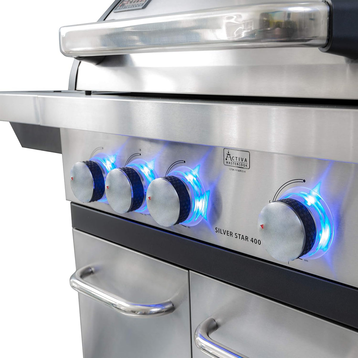 ACTIVA 3 Brenner Gasgrill "Silver Star 400" Grillwagen mit 800 Grad Infrarot Seitenbrenner, Gussrost, Deckelthermometer und zusätzlicher Ablage