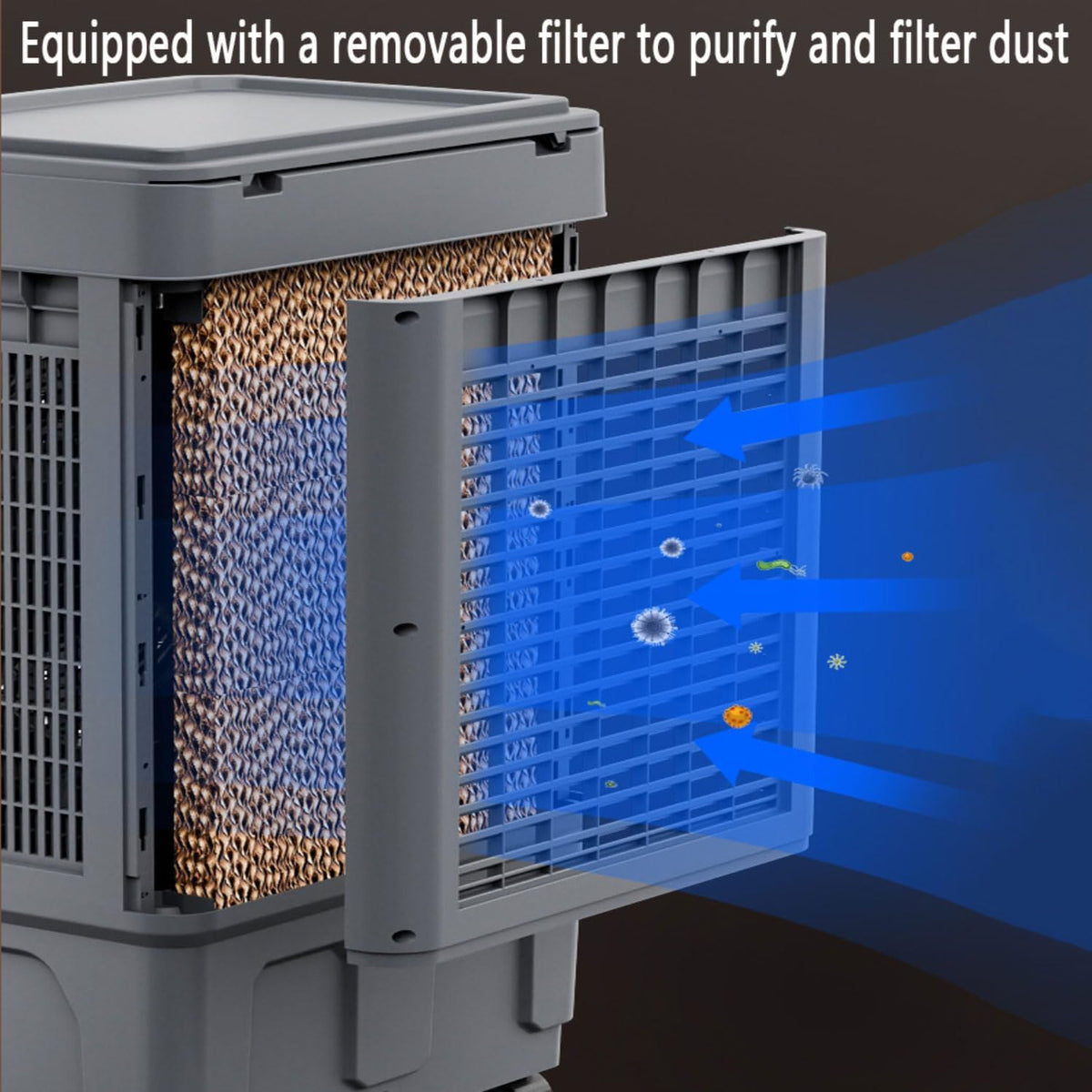 Verdunstungskühler Leise Luftkühler Air Conditioner mit Wasserkühlung 3 Luftgeschwindigkeiten 120°Oszillation Ventilator Mobile Klimaanlage ohne Abluftschlauch für Zimmer Wohnungen