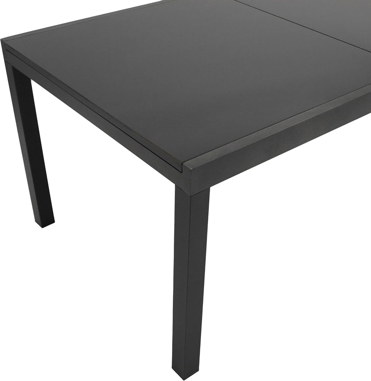 DEGAMO Gartentisch Ausziehtisch ELBA XXL, 200/300x110cm, Aluminium anthrazit + Glas schwarz, Outdoor