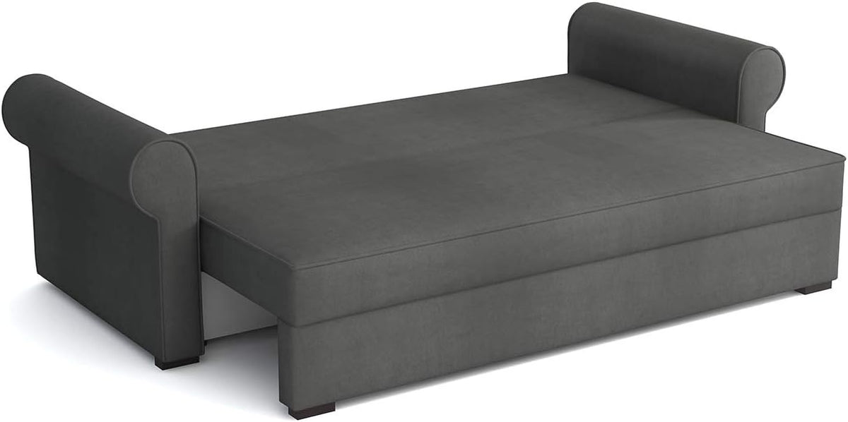 Mirjan24 Schlafsofa Olimpia Cord, Bettsofa mit abgerundete Armlehnen, Sofa mit Bettkasten und Schlaffunktion, Couchgarnitur, Schlafcouch, Sofagarnitur, Wohnlandschaft, Beste Qualität (Poso 125)