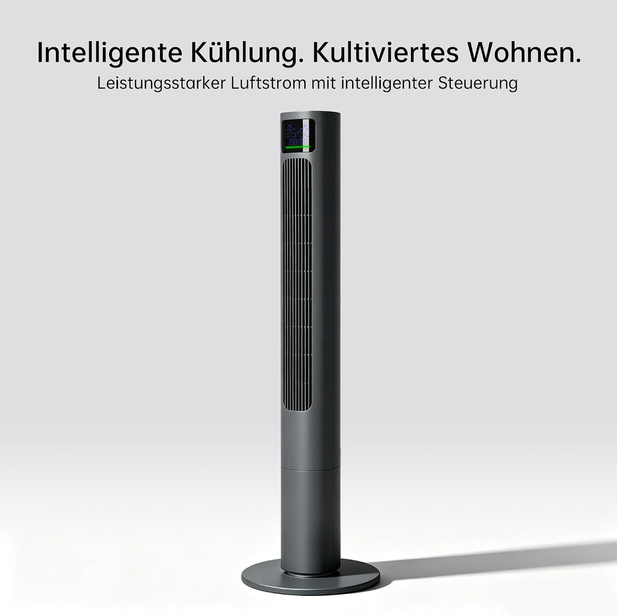 PHILODECO Turmventilator 115 cm Grau, leiser Standventilator mit Fernbedienung leise, 10 m Reichweite, 4 Stufen & 4 Modi, 90° Schwenk, 12h Timer, energiesparend