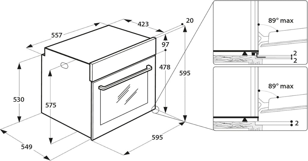 Privileg PBWR6 OH5F IN Einbau-Backofen/ Energieffizienzklasse A/ 71 L/ Hydrolyse-Reinigungsfunktion/ Multifunktions-Umluftbackofen Mit 7 Funktionen/ Edelstahl/ Turn&Go/ Click&Clean