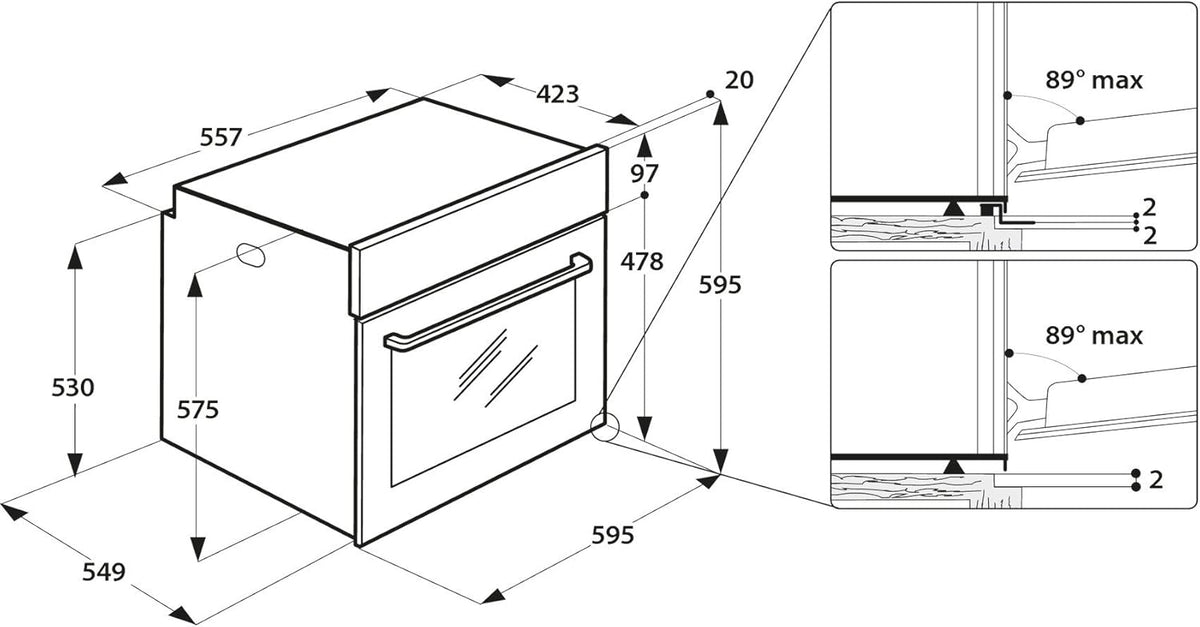 Privileg PBWR6 OH5F IN Einbau-Backofen/ Energieffizienzklasse A/ 71 L/ Hydrolyse-Reinigungsfunktion/ Multifunktions-Umluftbackofen Mit 7 Funktionen/ Edelstahl/ Turn&Go/ Click&Clean