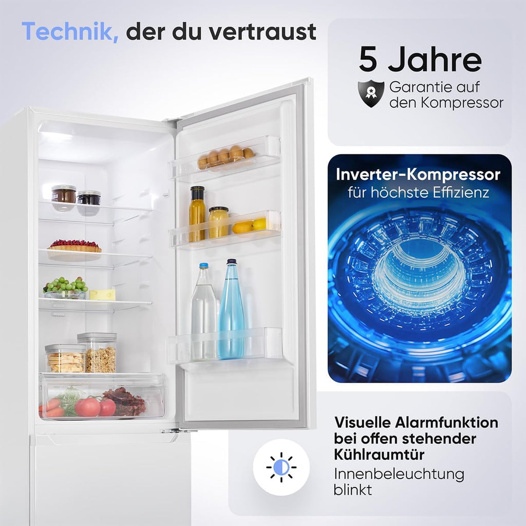 Bomann® Kühlschrank mit Gefrierfach | Energieklasse C | 181cm | NoFrost | 5 Jahre Kompressor-Garantie | Kühl Gefrierkombination No-Frost | Kühlgefrierkombination freistehend | KG 7370 weiß