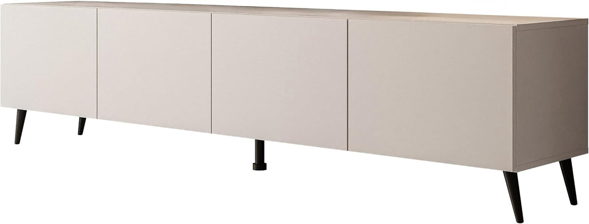 Lookway Moderner TV-Schrank in Kaschmir matt auf schrägen Onyx-Beinen – COLGANTE 200 cm (Beine: Schwarz)