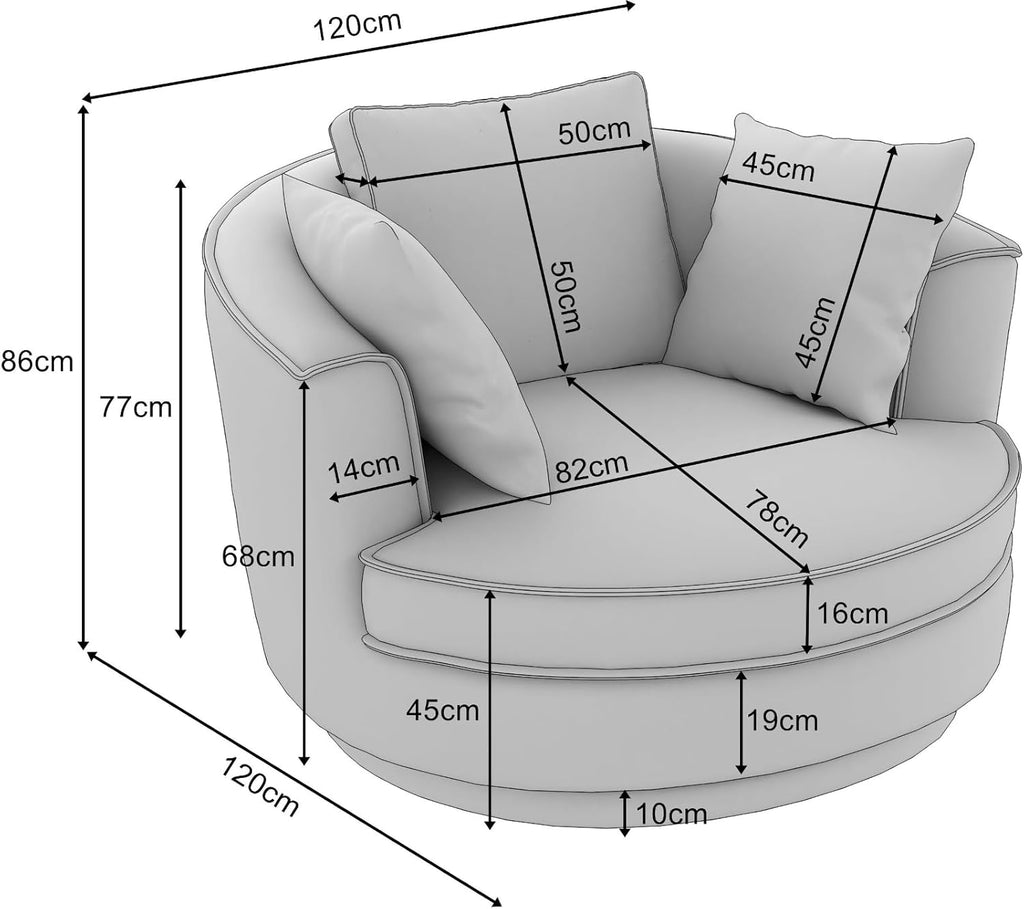 Sessel in grau Cord Stoff XL Drehsessel 360° drehbar inklusive 3 x Kissen Relaxsessel mit Fußhocker Comfy (Grau, Mit Hocker)