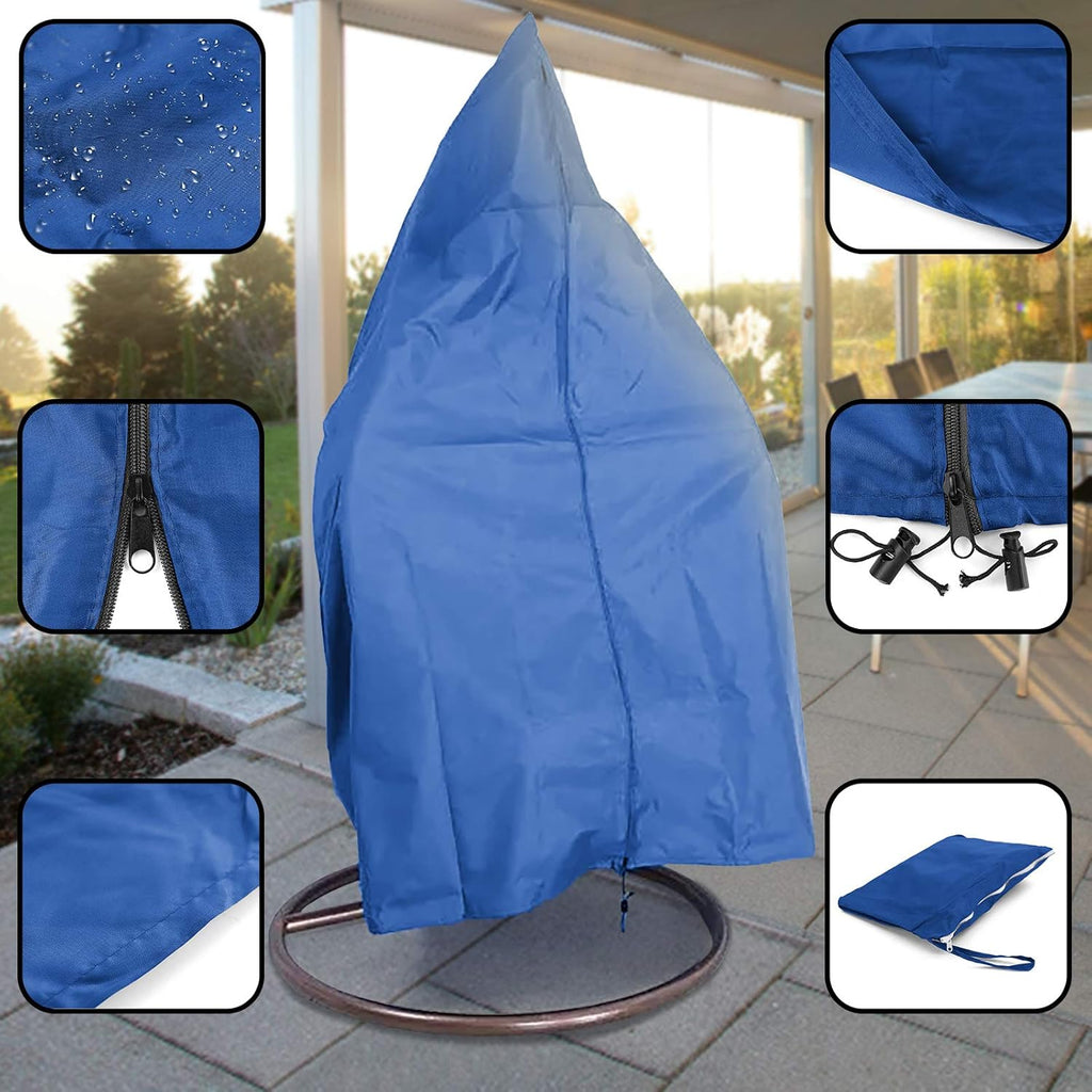 Luxus Hängesessel mit Gestell Schwarz Sitzkissen Grau XL + Cover Blau