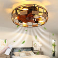 Deckenventilator Mit Beleuchtung, Leise Timer Vintage E27 Deckenlampe Mit Ventilator, Eisenkunst+Hanfseil Ventilator Retro 46W Deckenleuchte, 6-Gang-Einstellung, Für Schlafzimmer Wohnzimmer Esszimme