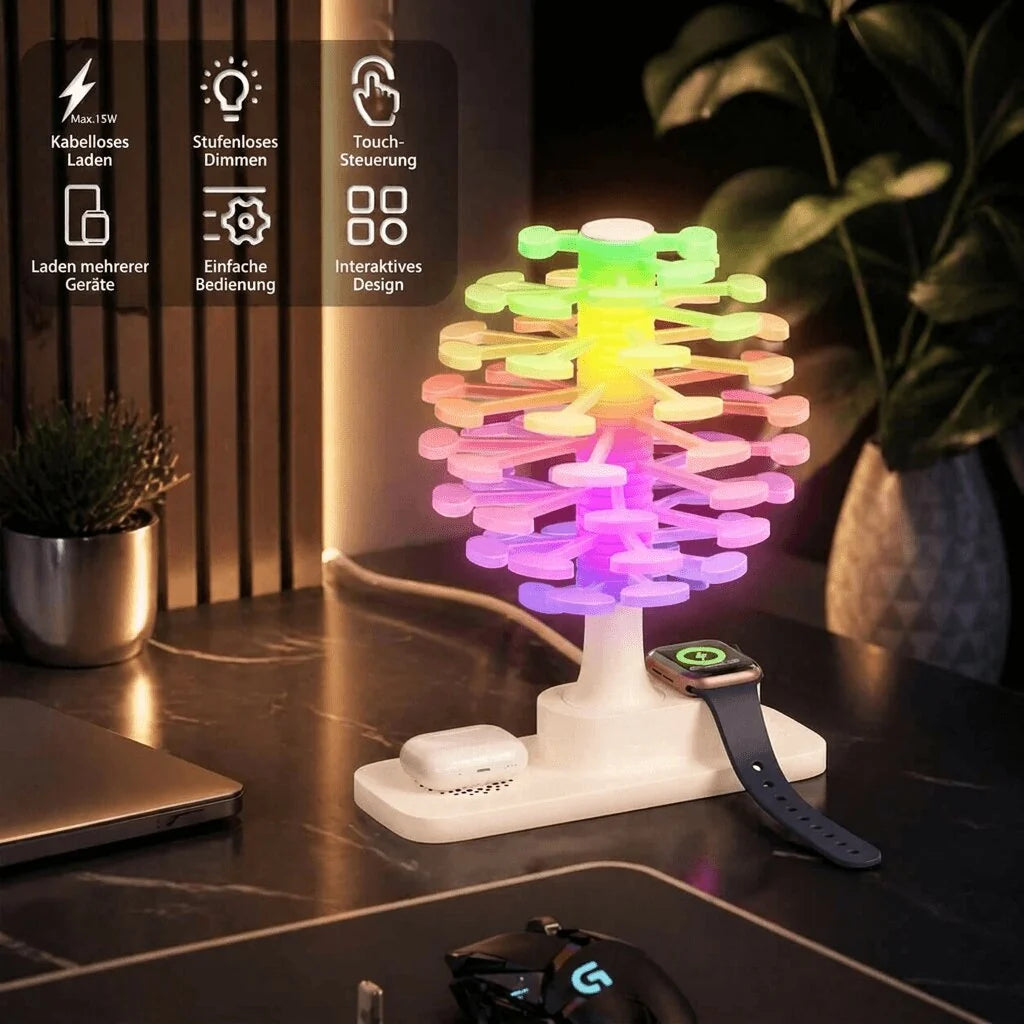 LED Tischlampe mit kabellosem Ladegerät | Spiralfunkel