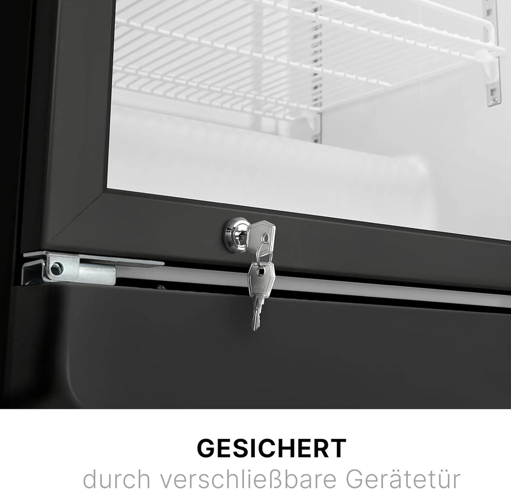 Bomann Kühlschrank mit Glastür | Getränkekühlschrank abschließbar | 6 höhenverstellbare Ablagen | 30kg je Ablage | 347 Liter | Kühlschrank groß | Flaschenkühlschrank m. LED-Licht | KSG 7351 schwarz