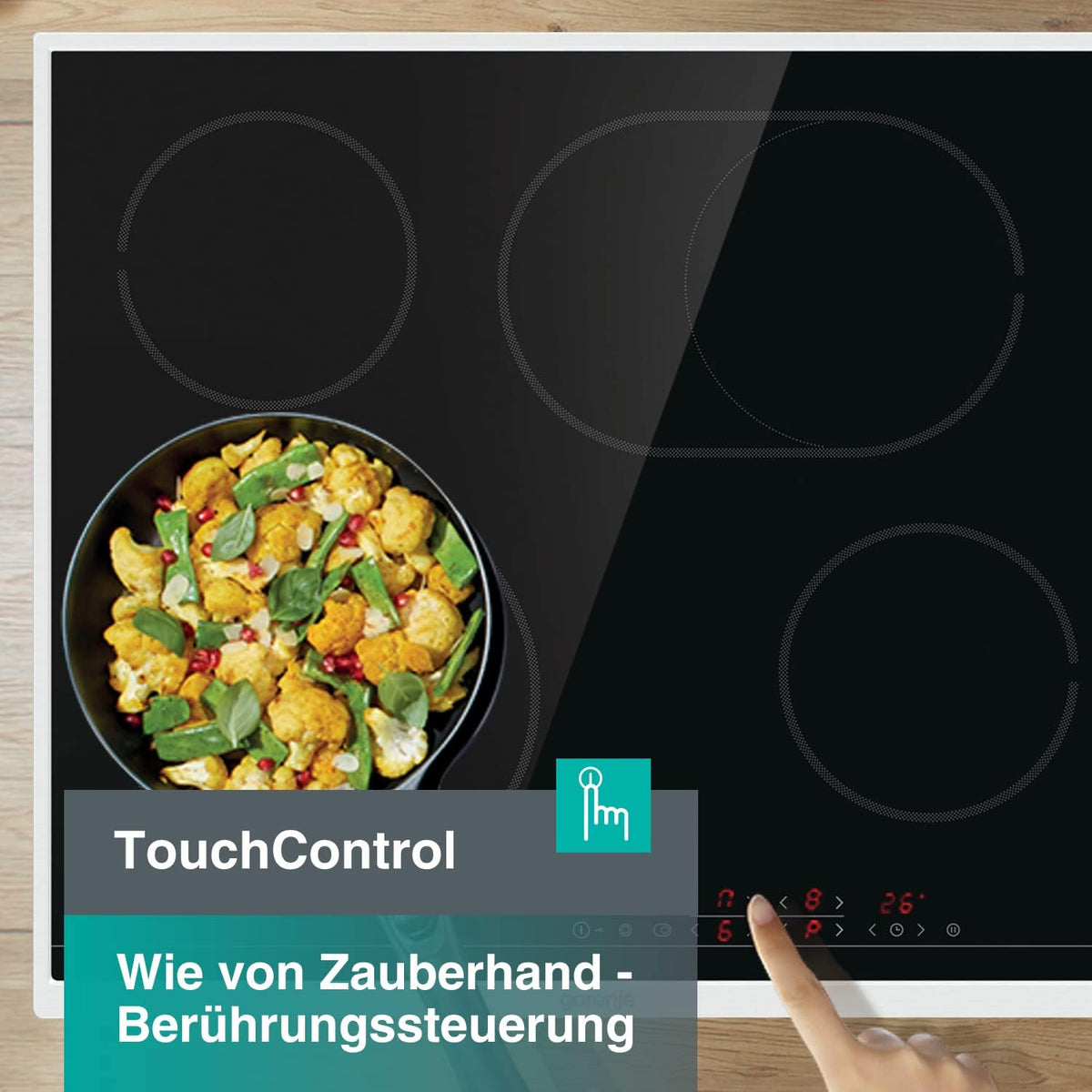 Gorenje GI6401BCE Induktions-Kochfeld / 60 cm/TouchControl/PowerBoost/Timer/ChildLock/Restwärmeanzeige/Schwarz