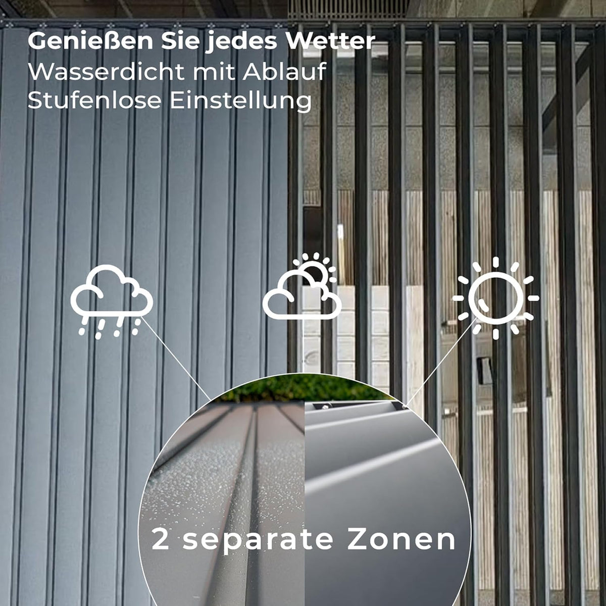 Lamellen Pergola Bioclimatic Aluminium | Pavillon verstellbares Lamellendach 4x3m wasserdicht | freistehend anthrazit pulverbeschichtet